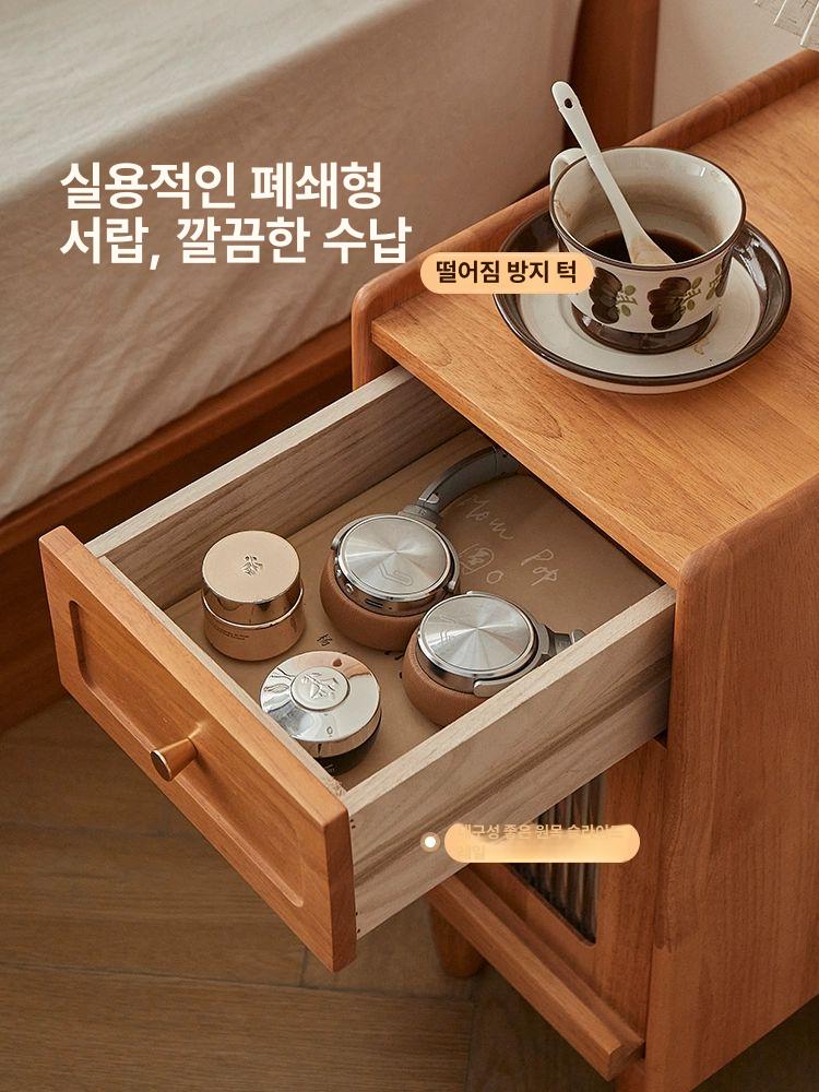 좁은 틈새협탁 침대 서랍 수납함 사이트 슬릿 옆선반 수납 탁자 옆서랍장 부구 침대 옆 탁자 체리우드 20cm - 상세 이미지 5