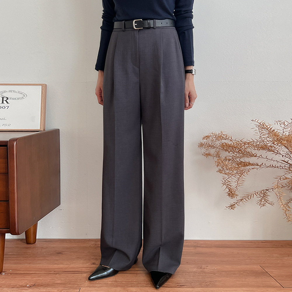 가을 핀턱 일자 와이드 슬랙스 팬츠 5컬러 SML - 상세 이미지 5