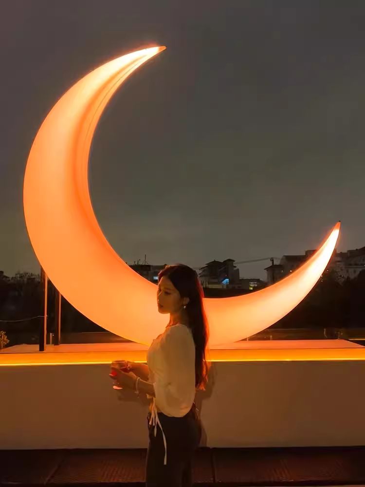 달 조형물 램프 테라스조명 테라스 모형 초승 소품 배경 스탠드조명 인테리어소품 크리스마스소품 2m 빅문 충전식 인기상품 - 상세 이미지 4