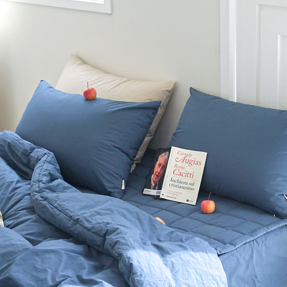 허쉬 60수 고밀도 바이오워싱 순면 베개커버 녹턴 네이비, 40x60cm