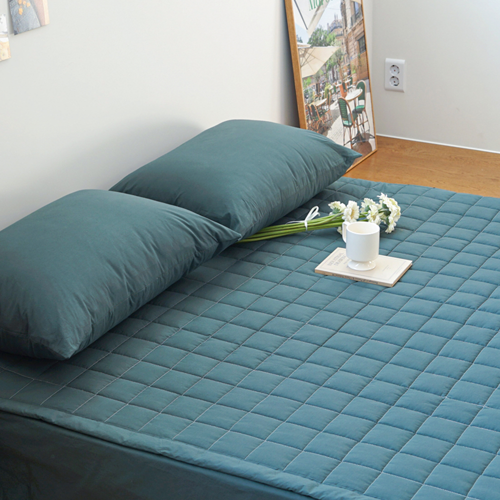 허쉬 60수 고밀도 바이오워싱 순면 고정밴딩 침대패드 러쉬 그린, DK(더블킹)