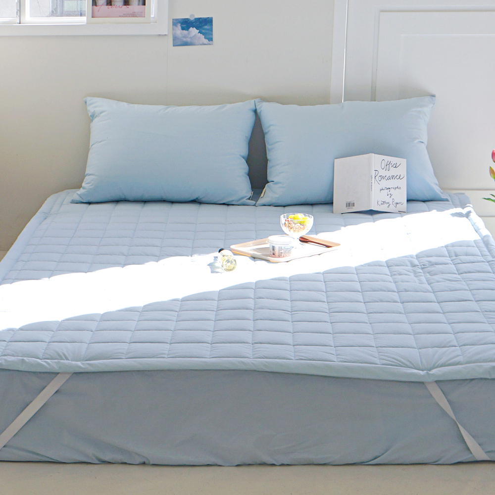 허쉬 60수 고밀도 바이오워싱 순면 고정밴딩 침대패드 헤븐즈 블루, DK(더블킹)