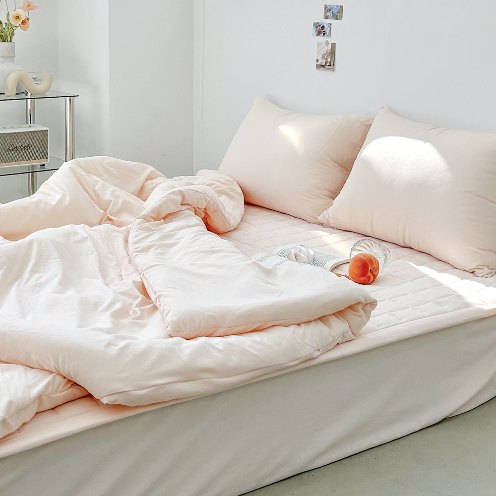 부드러운 아멜리 워싱 사계절 옥수수솜 무봉제 차렵이불 줄리엣 피치, Q(퀸)