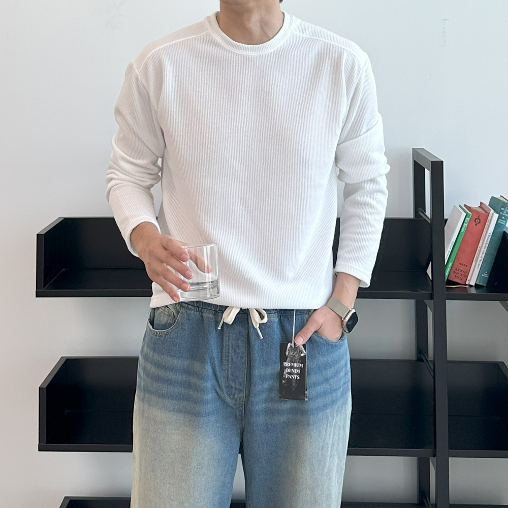 남자 니트 구김없는 오버핏 빅사이즈 이너 니트 남자 스웨터 - 상세 이미지 2