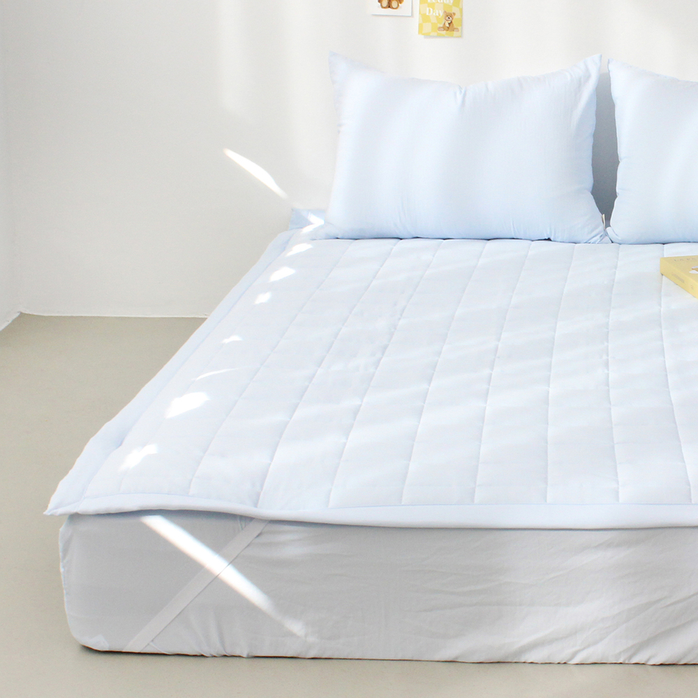 부드러운 아멜리 워싱 고정밴딩 침대패드 캐시미어 블루, DK(더블킹)