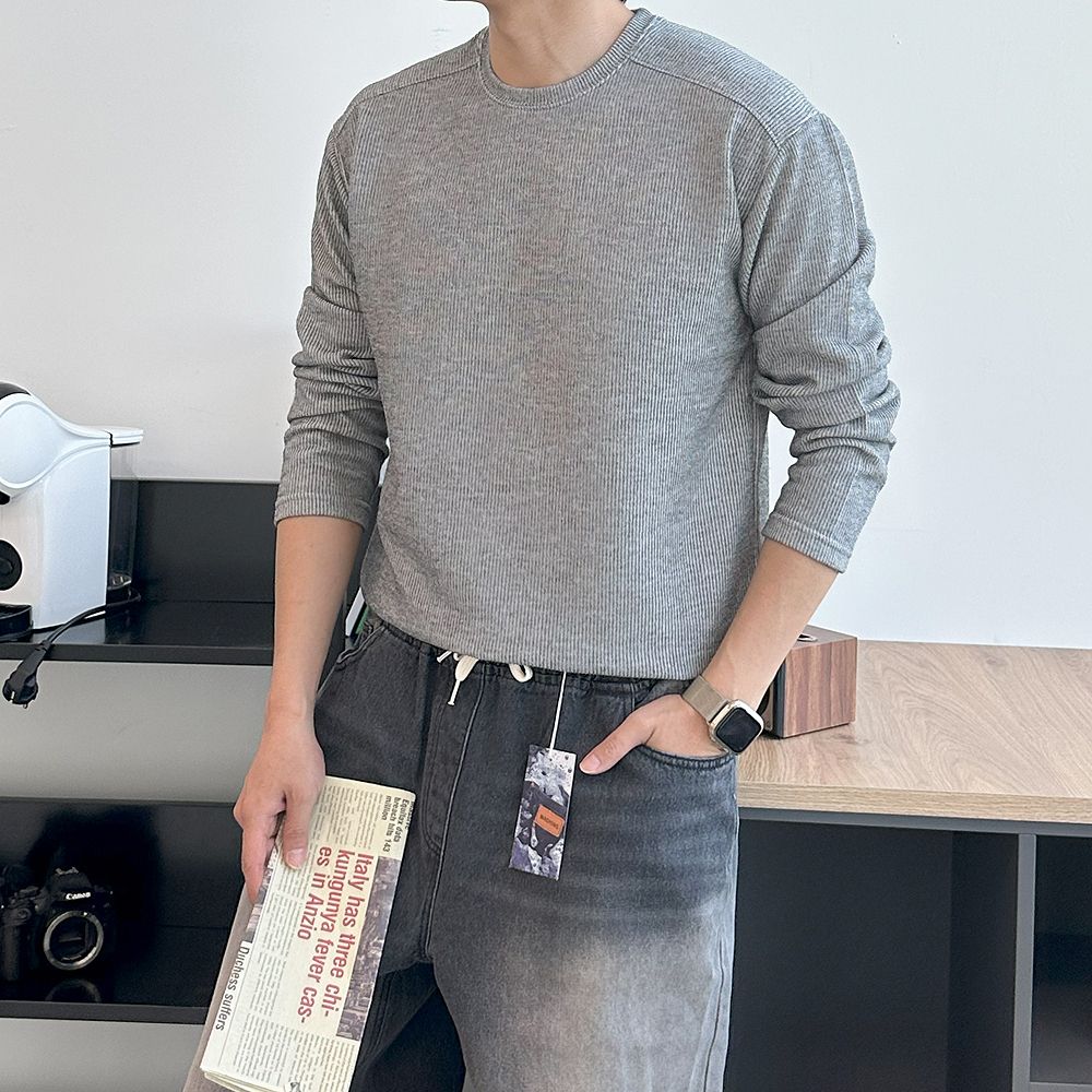 남자 니트 구김없는 오버핏 빅사이즈 이너 니트 남자 스웨터 - 상세 이미지 4