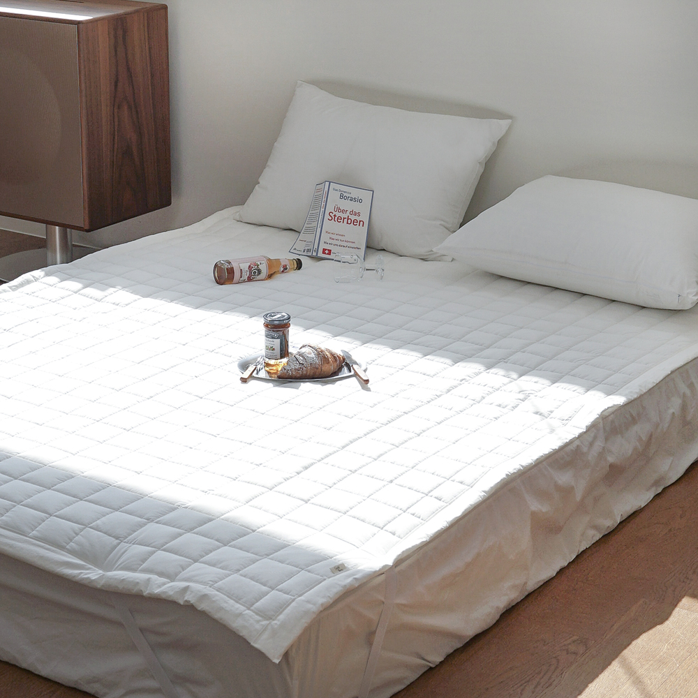 허쉬 60수 고밀도 바이오워싱 순면 고정밴딩 침대패드 노블 화이트, Q(퀸)