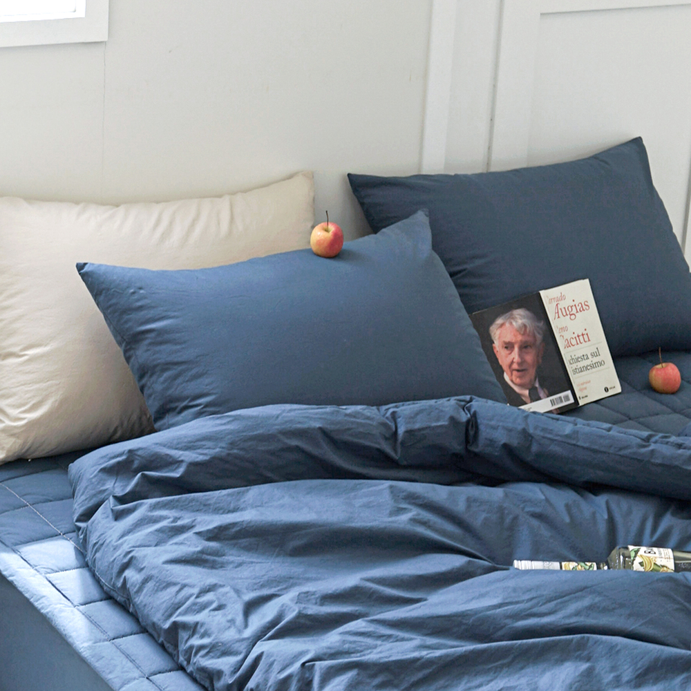 허쉬 60수 고밀도 바이오워싱 순면 베개커버 녹턴 네이비, 40x60cm