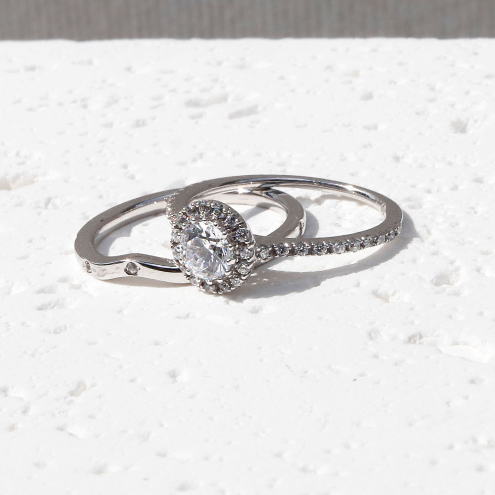 3부 천연 다이아 클레르 헤일로 반지 가드링 세트 - 상세 이미지 4