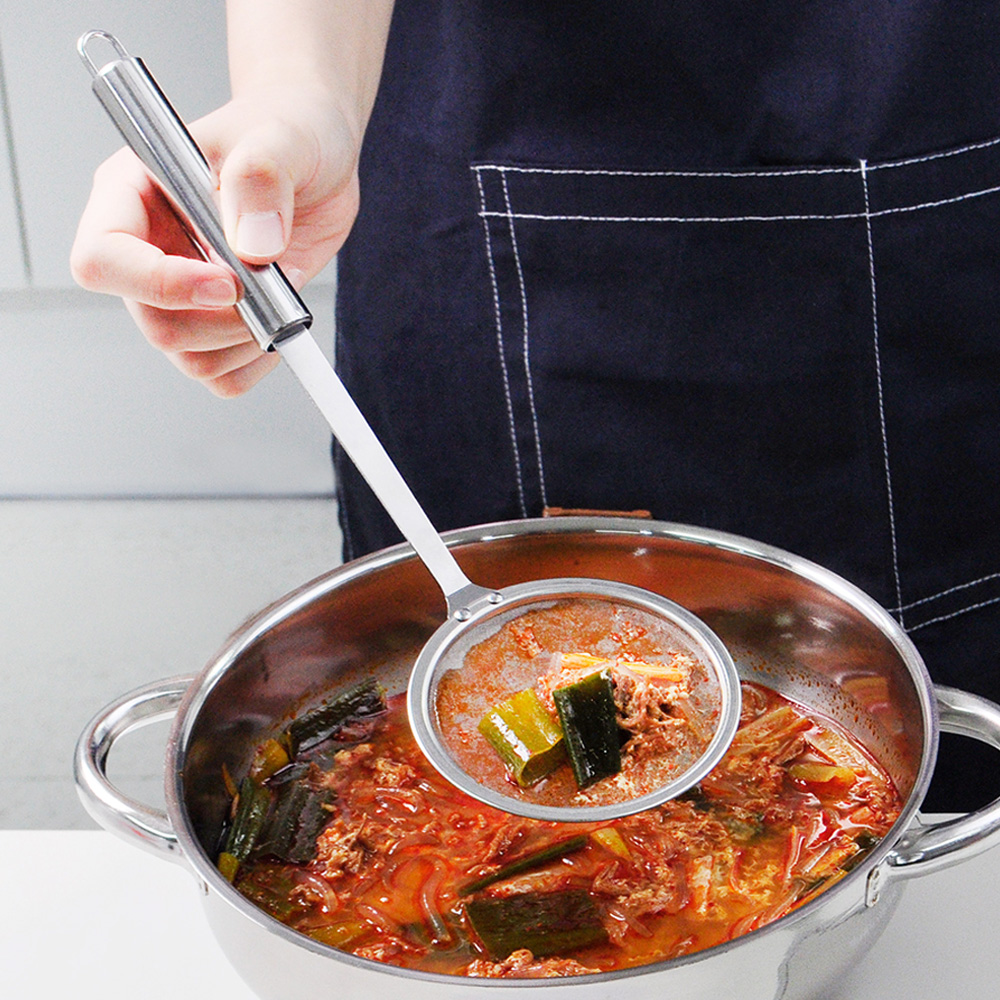 키친유 304스텐 거름망 불순물 분리국자 채망 육수 거품 기름제거 건지기 소, 1개 - 메인 이미지