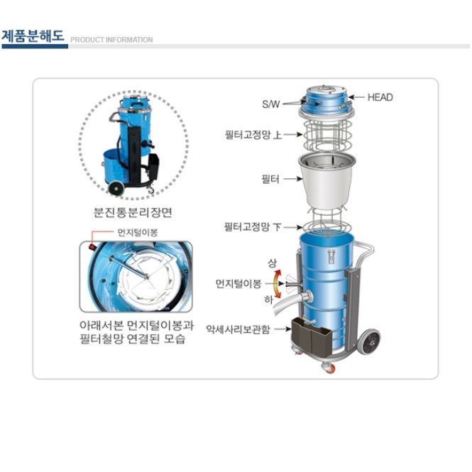 경서 바닥청소기 50L 병원 로비 2모터 진공청소기 4M - 상세 이미지 4