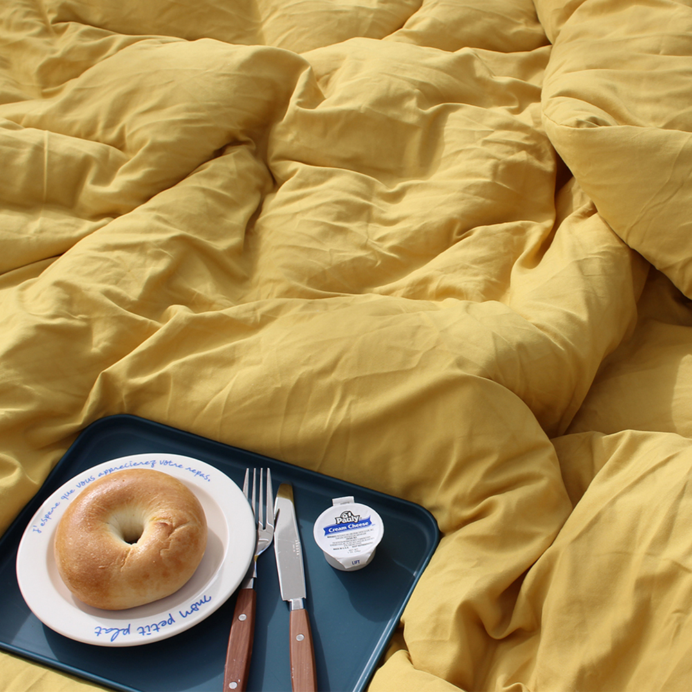 부드러운 아멜리 워싱 사계절 옥수수솜 무봉제 차렵이불 아메리칸 옐로우, Q(퀸)