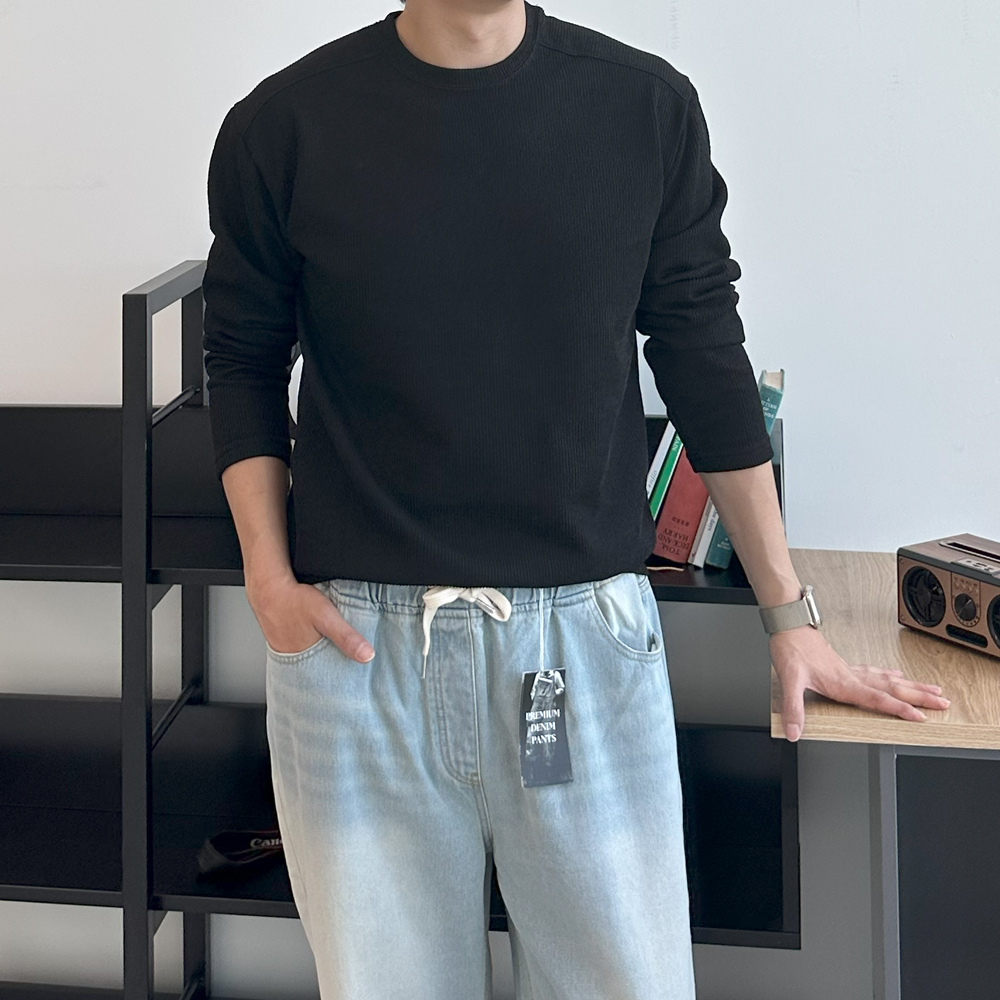 남자 니트 구김없는 오버핏 빅사이즈 이너 니트 남자 스웨터 - 상세 이미지 5