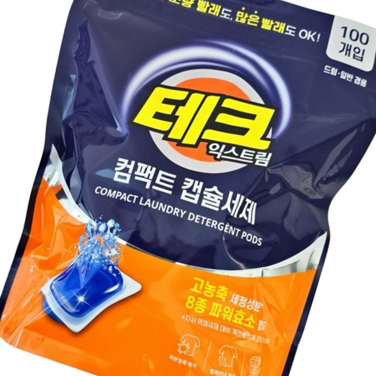 캡슐 세제 100팩 일반 드럼 세탁기 한알 고농축 세정 - 상품 이미지