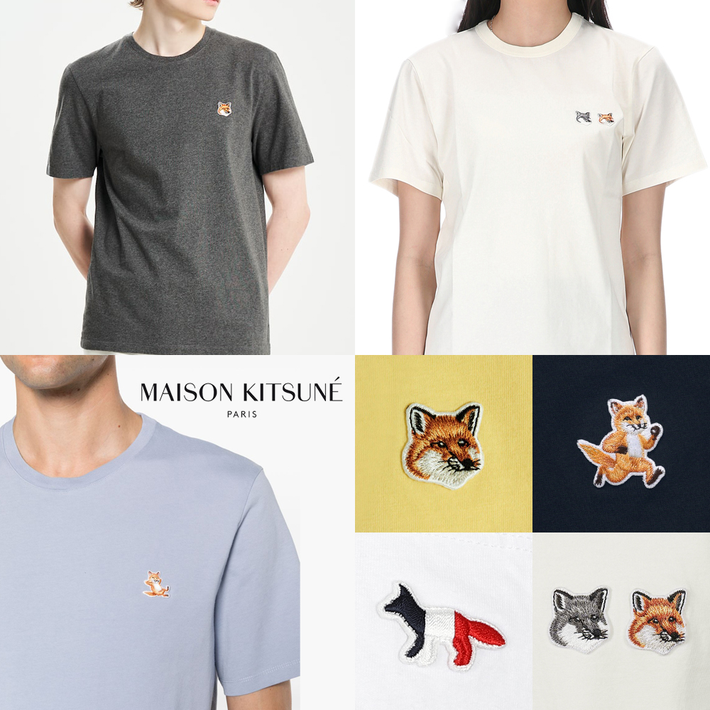 메종키츠네 반팔티 카라티 남녀공용 여성용 폴로 PK 폭스헤드 레귤러 컴포트 그레이 더블 칠랙스