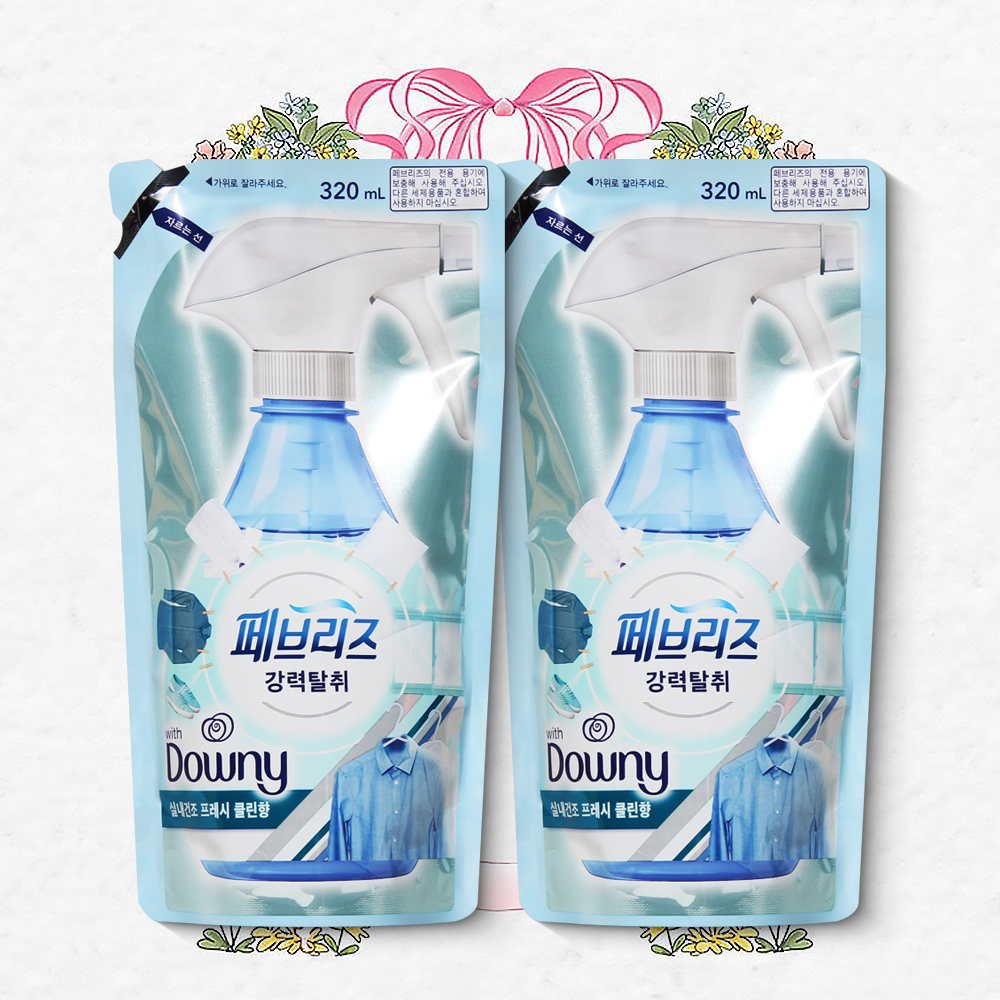 페브리즈 리필 다우니 실내건조 섬유탈취제 320ml 2개 강력탈취 섬유향수 - 메인 이미지