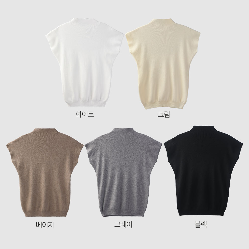 모크넥니트 반목폴라 반팔 캡소매 홀가먼트니트 그레이, FREE(One size) - 상세 이미지 2