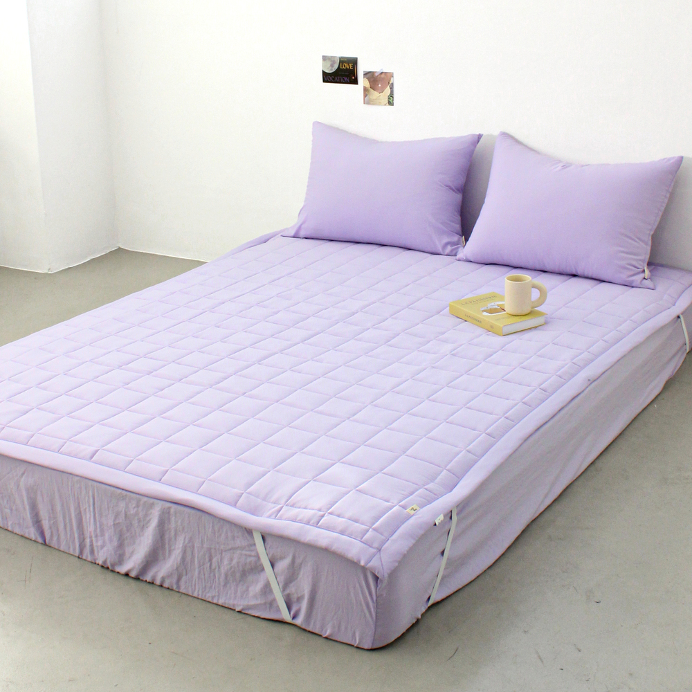부드러운 아멜리 워싱 고정밴딩 침대패드 파스텔 라일락, SS(슈퍼싱글)