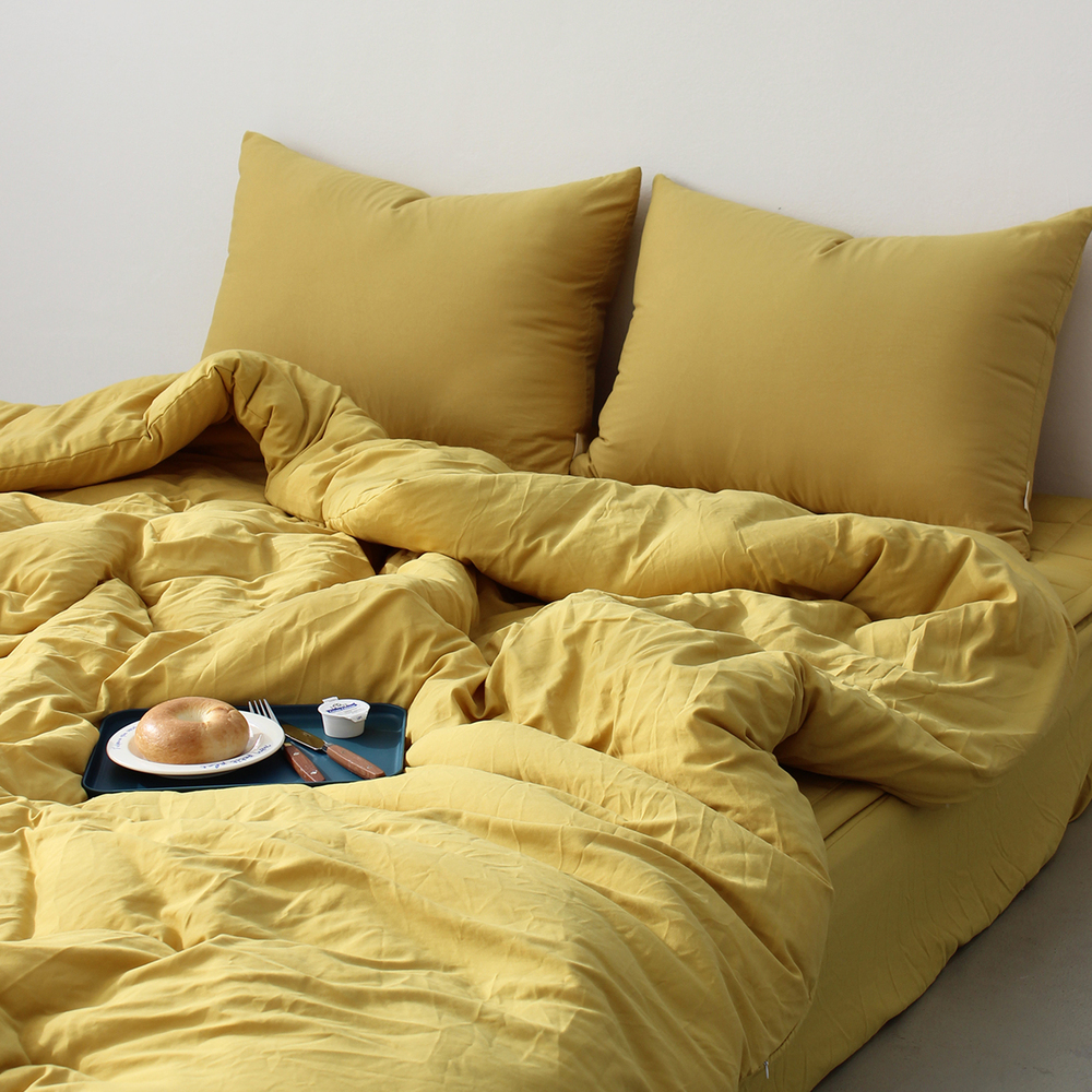 부드러운 아멜리 워싱 사계절 옥수수솜 무봉제 차렵이불 아메리칸 옐로우, Q(퀸)