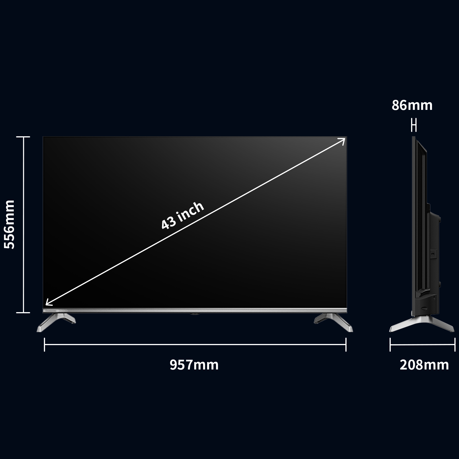 창홍 스마트 TV 구글 5.0 4K UHD 120hz 108cm(43인치), 본체 상품 이미지