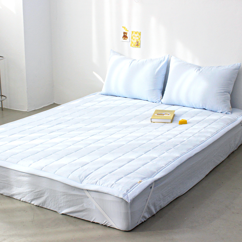 부드러운 아멜리 워싱 고정밴딩 침대패드 캐시미어 블루, DK(더블킹)