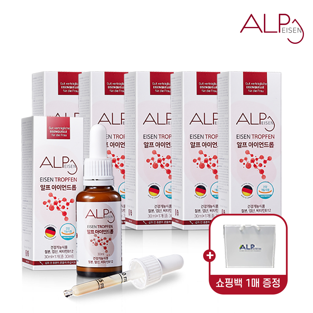 [독일 최우수상 철분제] 알프뉴트리션 프리미엄 비건 어린이철분제 임산부영양제 알프아이언드롭 철분제 30ml, 6개