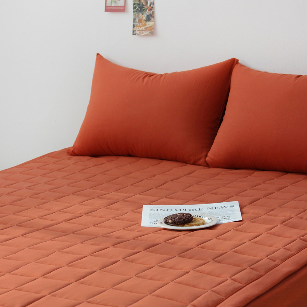 부드러운 아멜리 워싱 고정밴딩 침대패드 번트 브릭, Q(퀸)