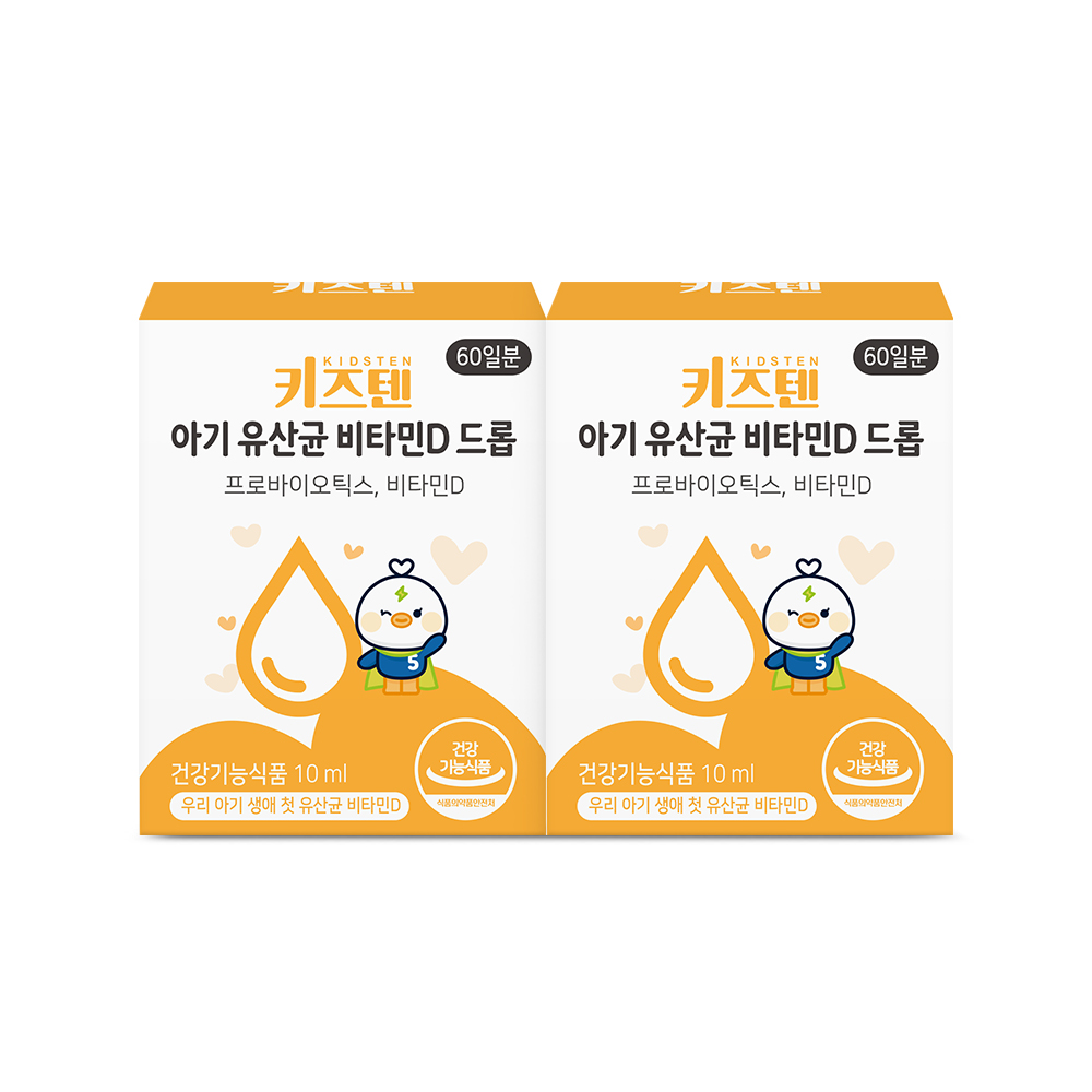 키즈텐 베이비 유아 아기 유산균 비타민D 영양제 드롭 액상 10ml, 2개 - 메인 이미지