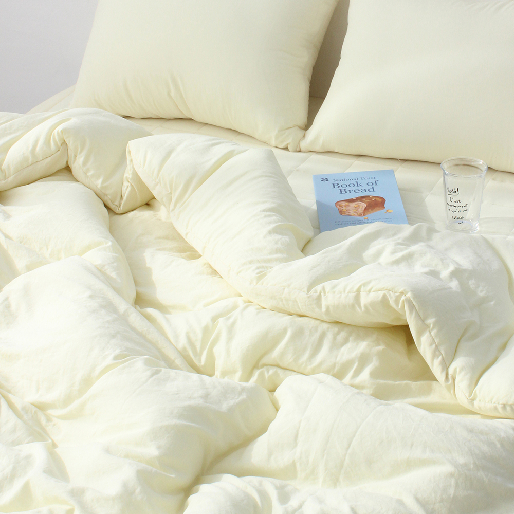 부드러운 아멜리 워싱 사계절 옥수수솜 무봉제 차렵이불 레몬에이드, SS(슈퍼싱글)