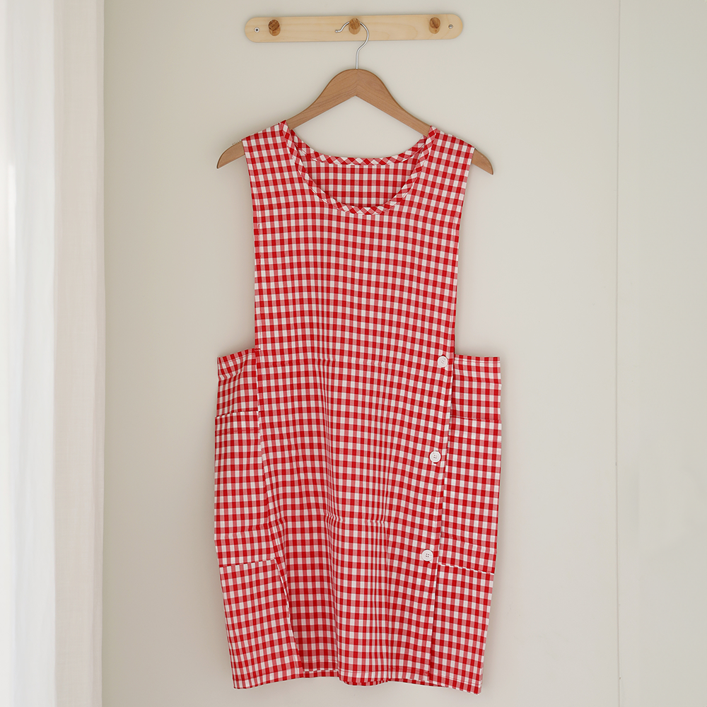 [미소쌤] 찰랑 앞치마 단추형 F 원피스 빅사이즈 어린이집 보육교사 카페