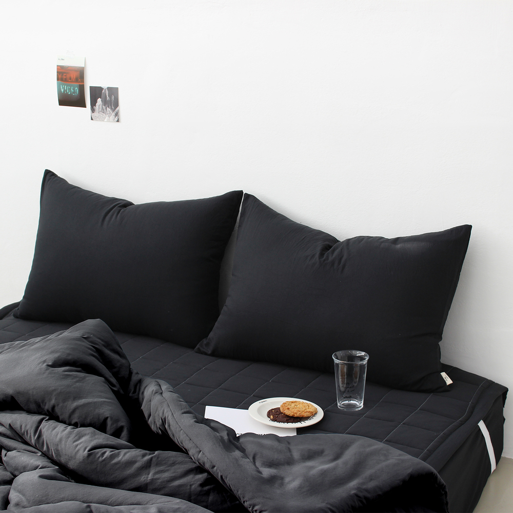1+1  부드러운 아멜리 워싱 사계절 베개커버 2장 미드나잇 블랙, 50x70cm