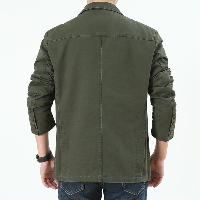 아빠 남자 자켓 캐주얼 남성여름자켓 비즈니스 멀티포켓 중년 재킷 카키 5xl 105.0-110.0kg - 상세 이미지 3