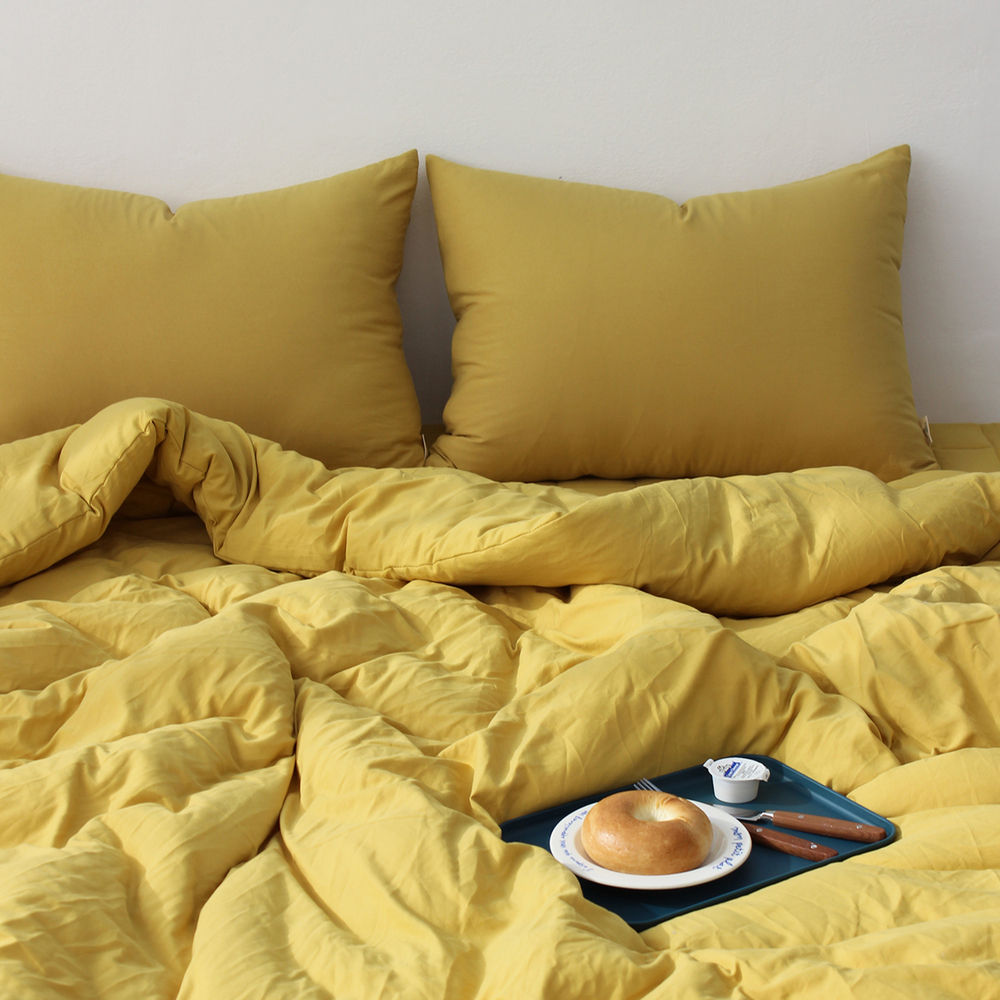 부드러운 아멜리 워싱 사계절 옥수수솜 무봉제 차렵이불 아메리칸 옐로우, Q(퀸)