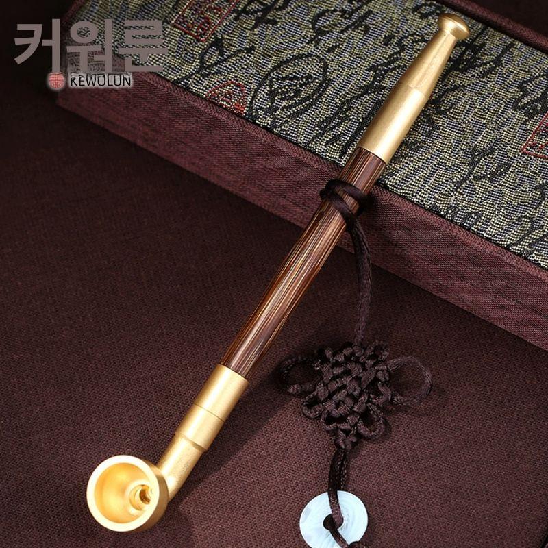 곰방대 담뱃대 소품 선물용 대나무 금사죽 시가렛 고급형 연초 옛날식 펜치 어르신 손잡이 18cm 금사죽 담배파이프 - 상세 이미지 2