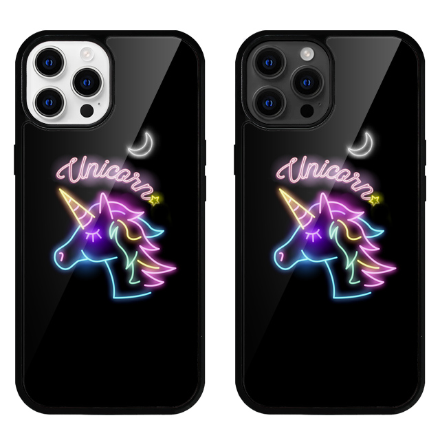 유니콘 네온사인 캐릭터 글라스 범퍼 케이스