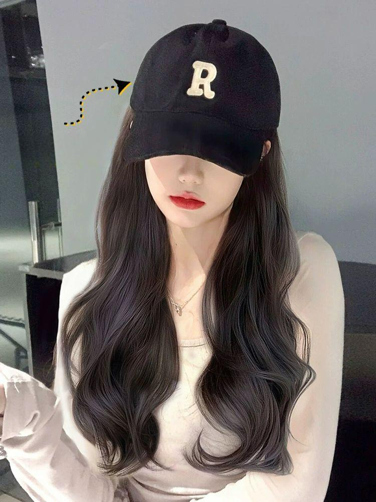 가발달린모자 항암가발 모자가발  업그레이드 하드핏 모자 블랙티 A - 상품 이미지