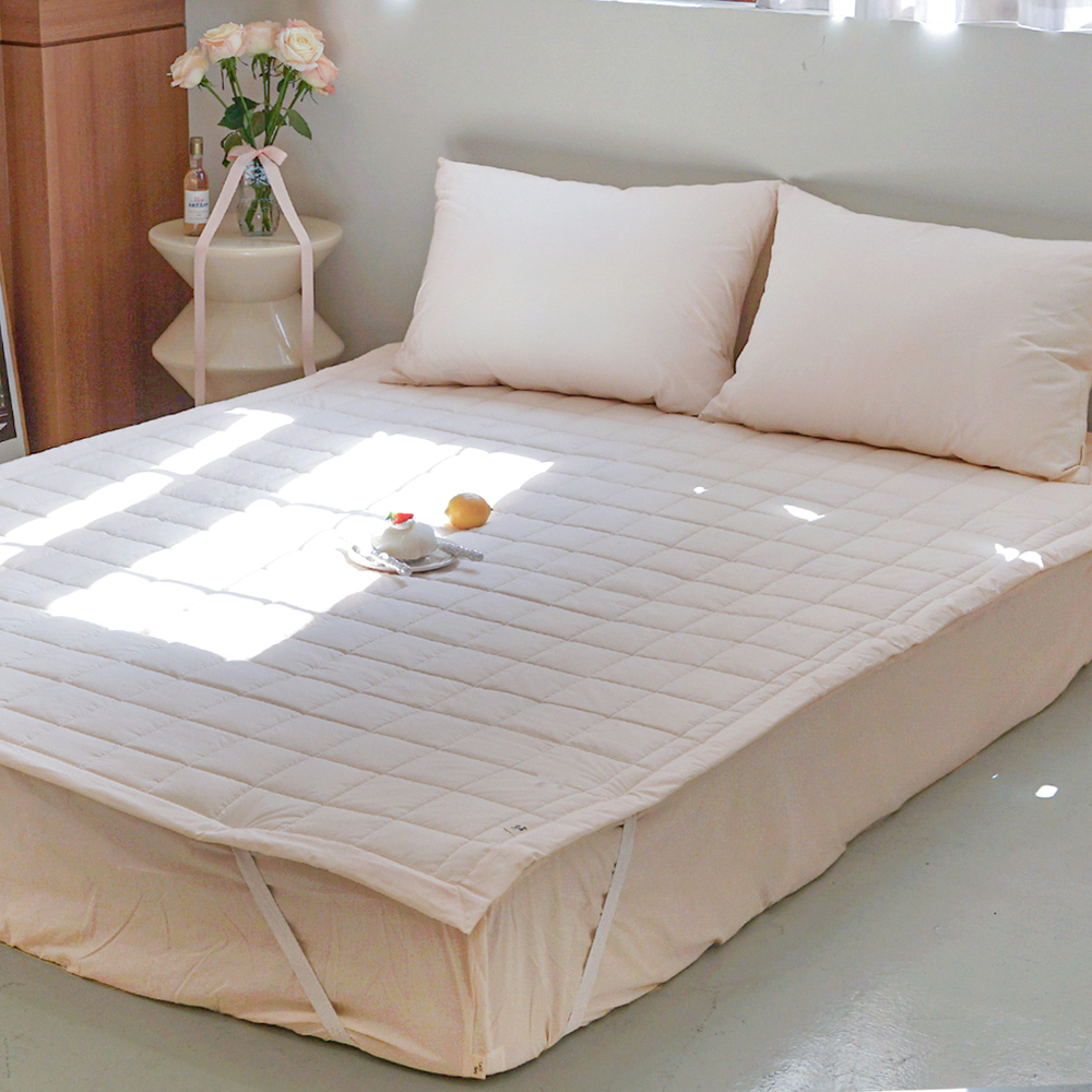 허쉬 60수 고밀도 바이오워싱 순면 고정밴딩 침대패드 파스텔라 피치, Q(퀸)