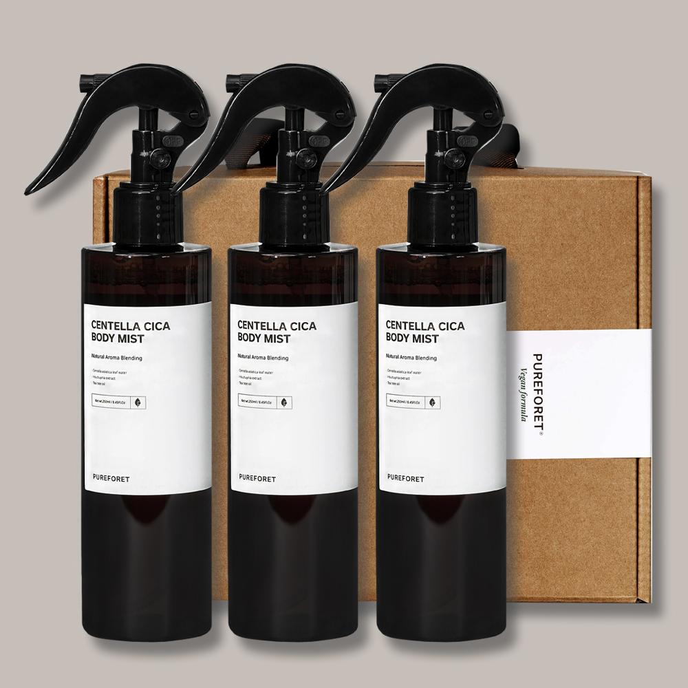 퓨어포레 여름 센텔라 쿨링 보습 진정 아로마 시카 향좋은 바디미스트 250ml 3개선물세트
