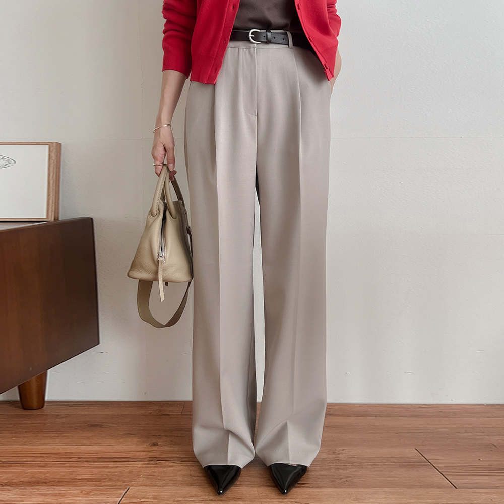 가을 핀턱 일자 와이드 슬랙스 팬츠 5컬러 SML - 상세 이미지 3