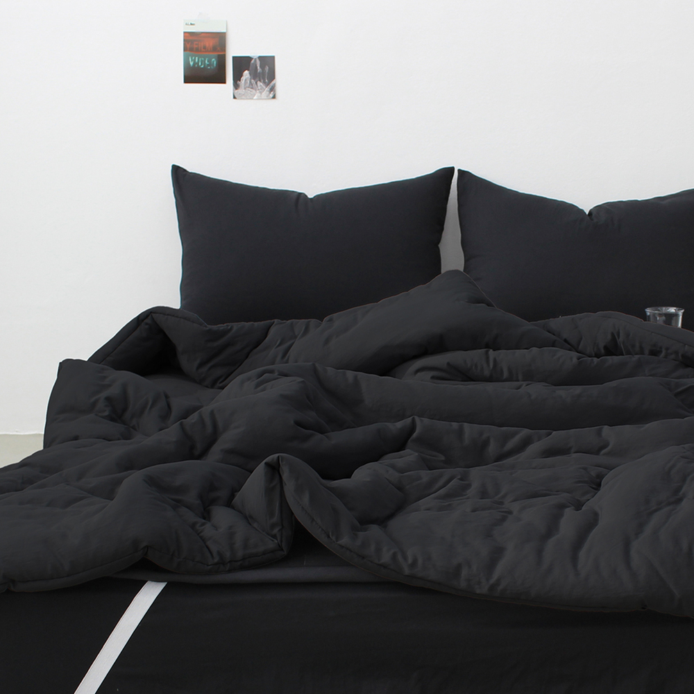 부드러운 아멜리 워싱 사계절 옥수수솜 무봉제 차렵이불 미드나잇 블랙, SS(슈퍼싱글)