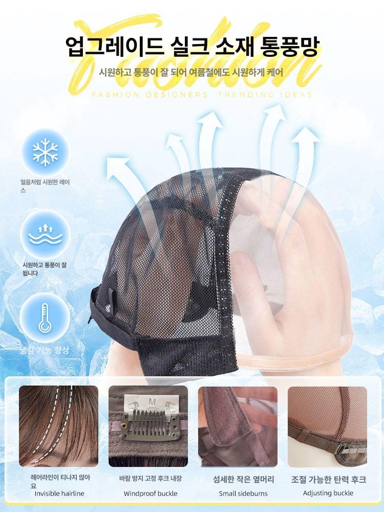 50대 중년여성 인모 짧은 머리 가발 숏커트 항암가발 엄마  소녀 스트레이트 니들 대두피 내추럴블랙 - 상세 이미지 3