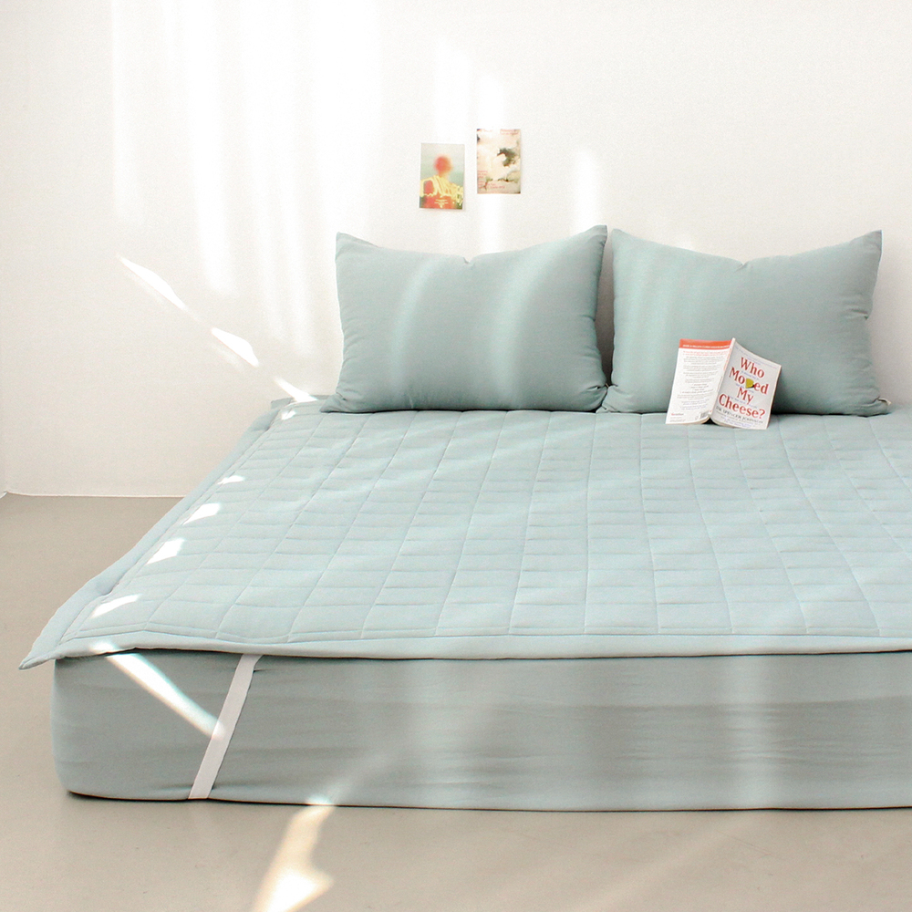 부드러운 아멜리 워싱 고정밴딩 침대패드 미스티 제이드, Q(퀸)