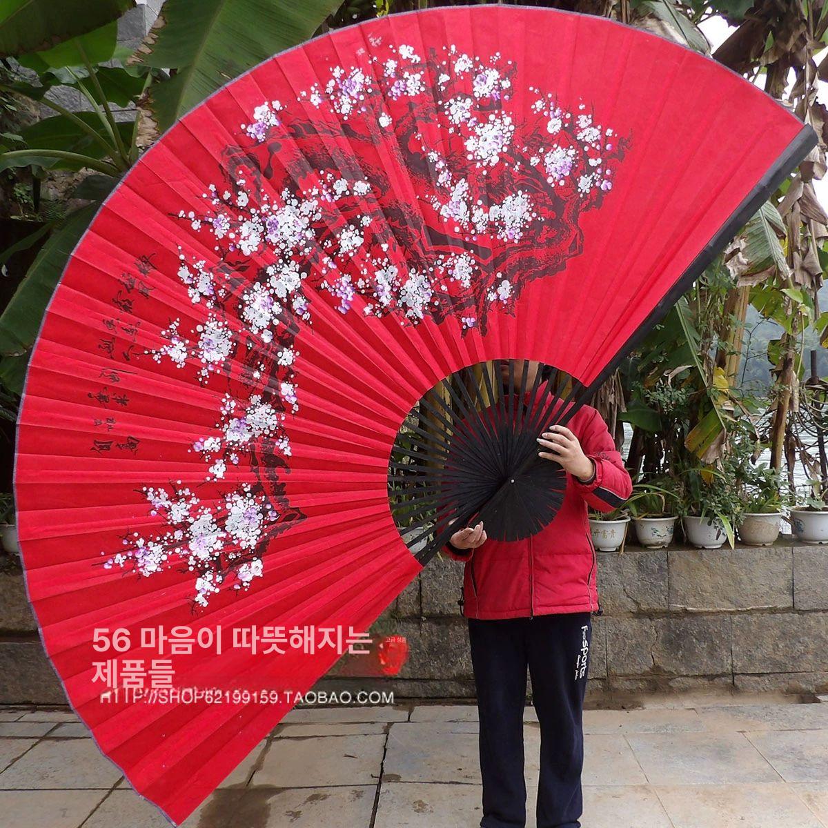 큰 부채 무당 인테리어 붉은색 소품 공연 신당 대형 - 상세 이미지 2