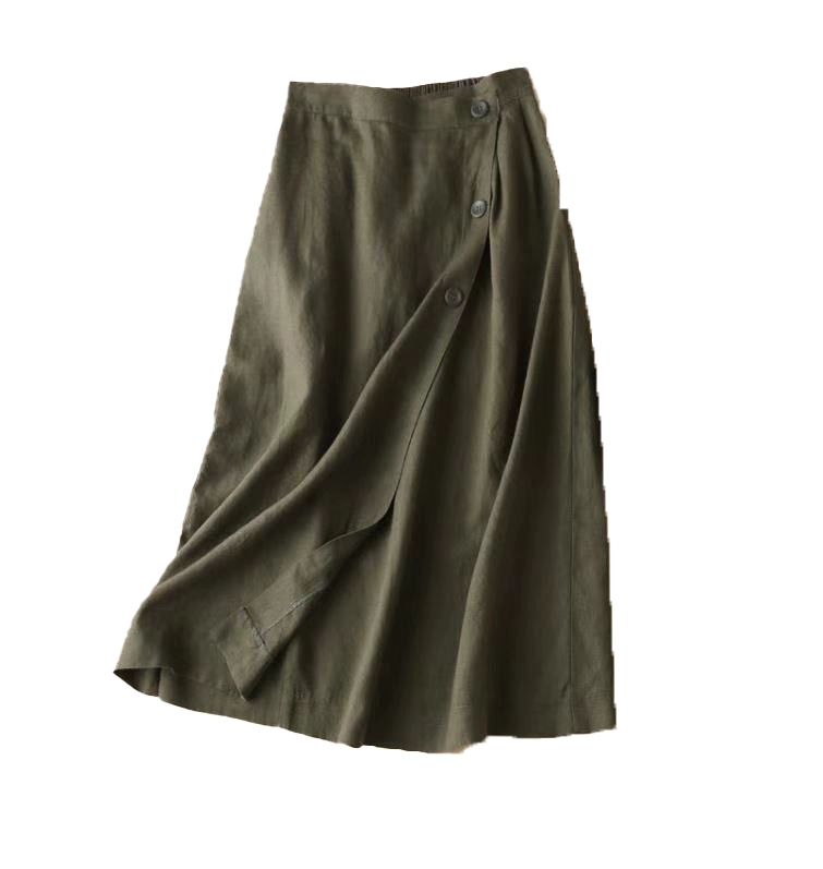 철릭원피스 여름 개량 무용의상 허리치마 칠부 롱치마 여성 올리브그린 L 62.5-75.0kg - 상품 이미지