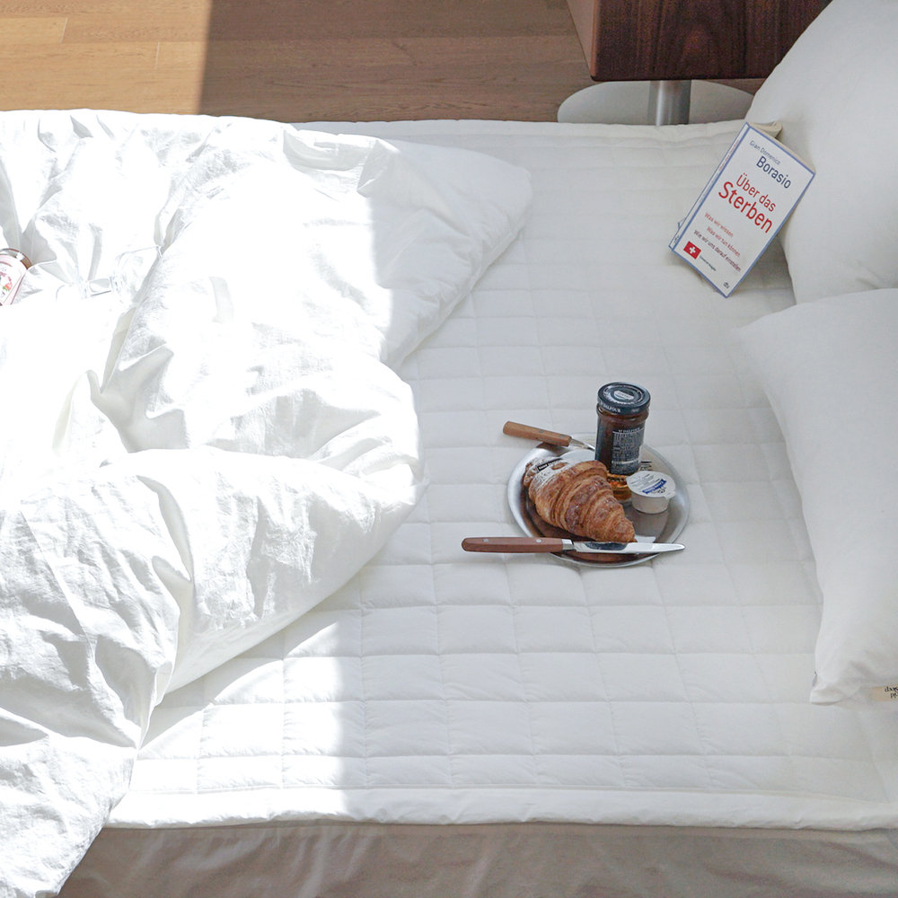 허쉬 60수 고밀도 바이오워싱 순면 고정밴딩 침대패드 노블 화이트, Q(퀸)