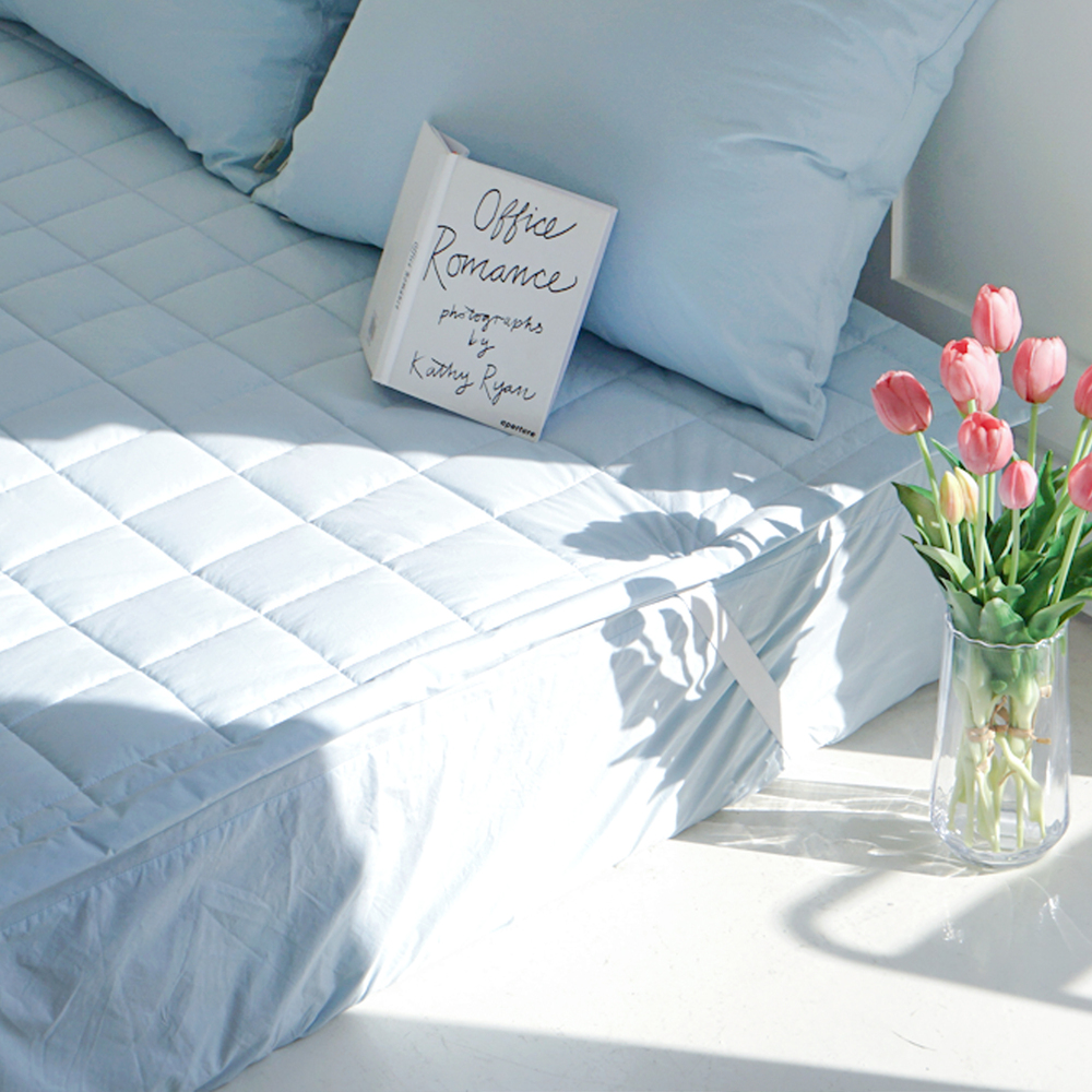 허쉬 60수 고밀도 바이오워싱 순면 고정밴딩 침대패드 헤븐즈 블루, DK(더블킹)