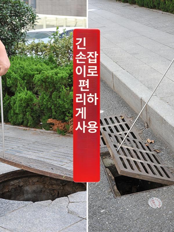셔터 내리는 후크 뚜껑 스테인레스 블런트 직경 쇠갈고리 무게 다용도 맨홀 샷다 맨홀개폐기 10cm T 훅 특소 두께9mm아연도금 - 상세 이미지 4