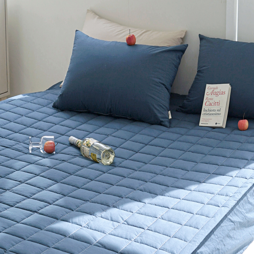 허쉬 60수 고밀도 바이오워싱 순면 고정밴딩 침대패드 녹턴 네이비, DK(더블킹)