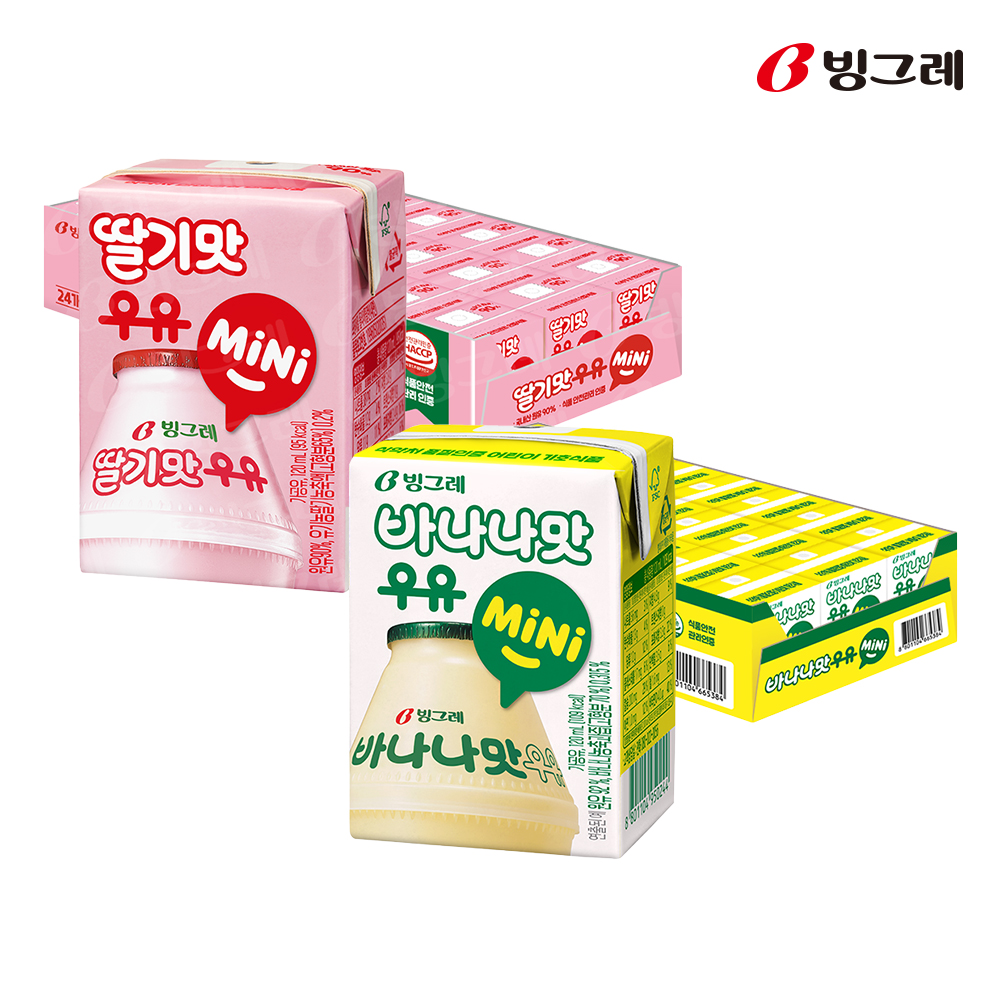 빙그레 바나나맛우유 미니 24팩 + 딸기맛우유 미니 24팩