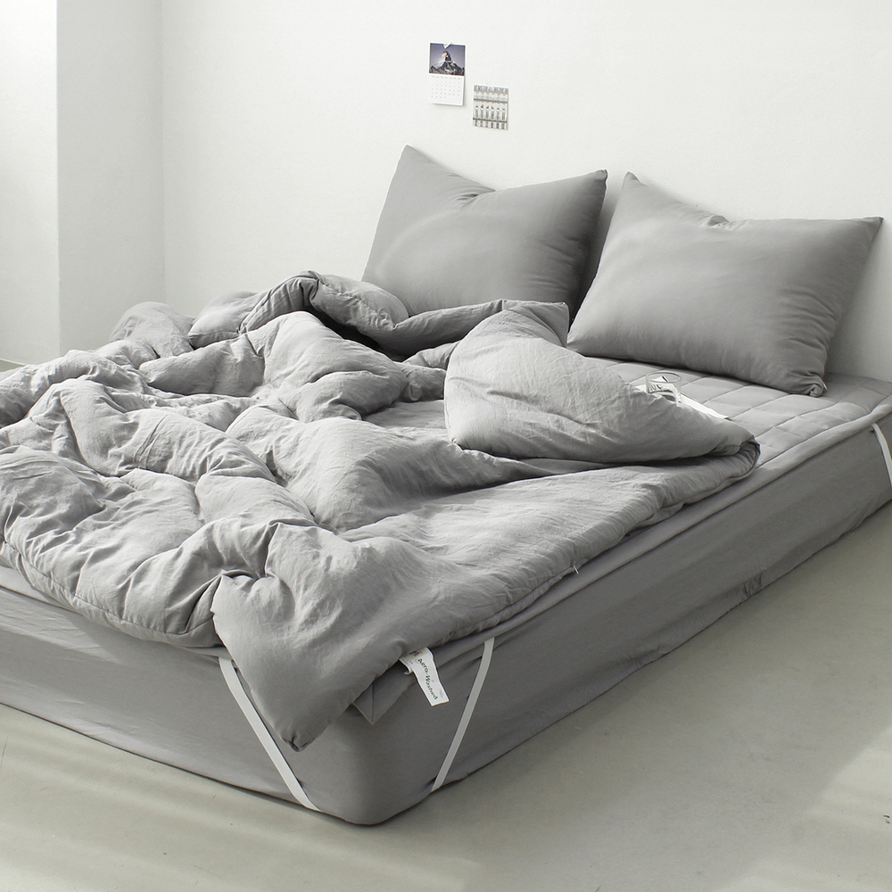 부드러운 아멜리 워싱 사계절 옥수수솜 무봉제 차렵이불 얼티 그레이, Q(퀸)